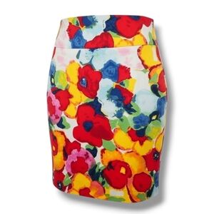 Grace Women’s Watercolor Floral Straight Zip-Up Skirt – Size 4